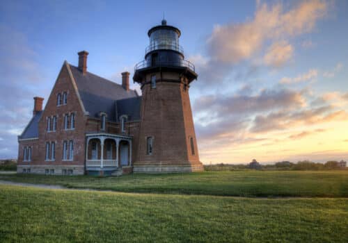 brick southern light, one of the most scenic Block Island Lighthouses