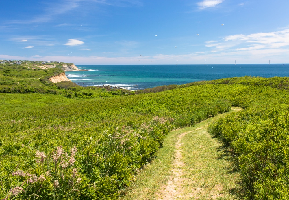 Beautiful trails winding along the cliffs, one of the best things to do on Block Island
